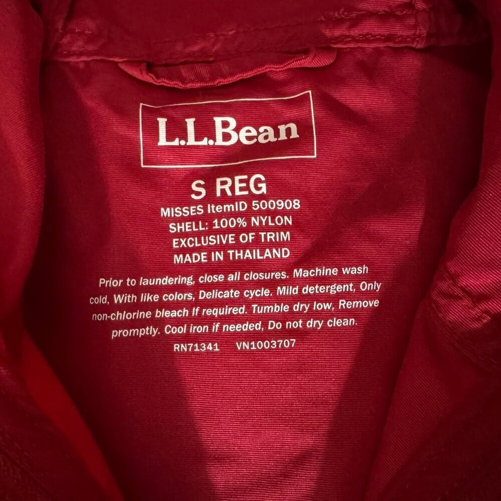 LL Bean Mountain Classic Anorak Jacket Mens S Colorblock Red Blue Hooded Hiking - Picture 8 of 8